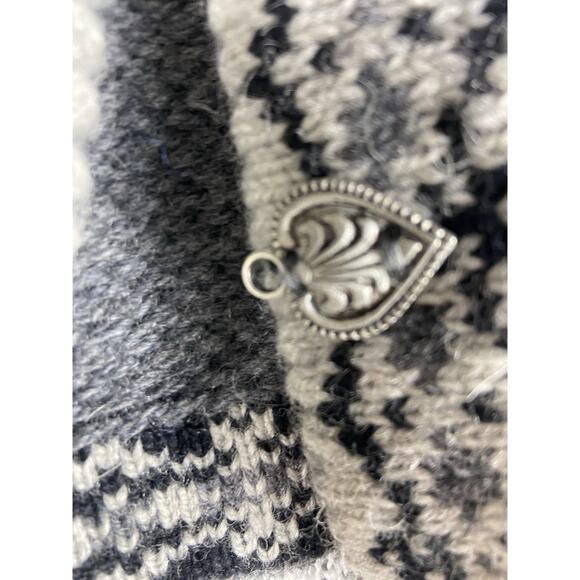 Natural Style Estonia Fair Isle 100% Wool Cardigan Womens XL Metal Clasps Scandi - Picture 3 of 14